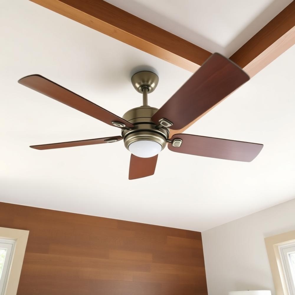 Modern ceiling fan installed in a bedroom